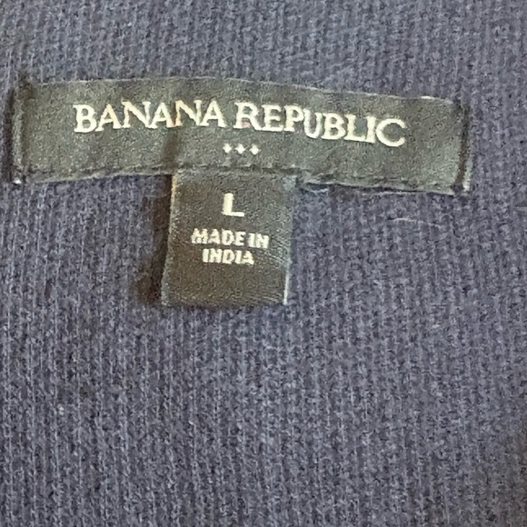 Banana Republic 1/4 Zip Up Pullover Cotton Blend Sweater Navy Blue Men’s Size L - Picture 4 of 4